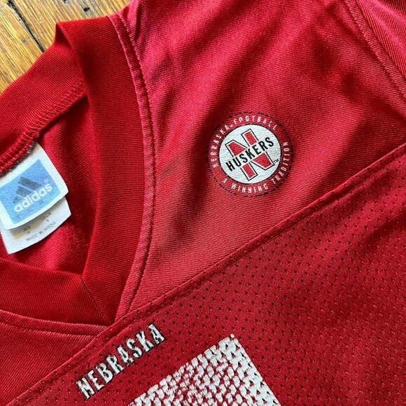 Vintage 90s Adidas University of Nebraska Football Jersey Women S Red White - Picture 4 of 7